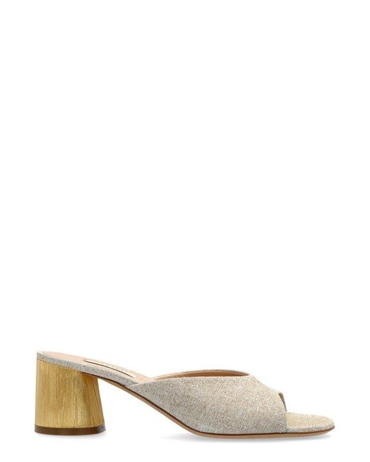 Casadei White Cleo Opera Bellagio Block Heel Sandals