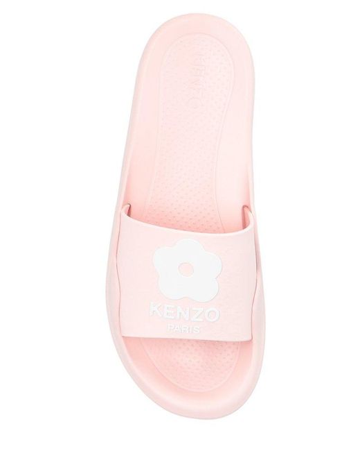 KENZO Pink Logo Patch Open Toe Slides