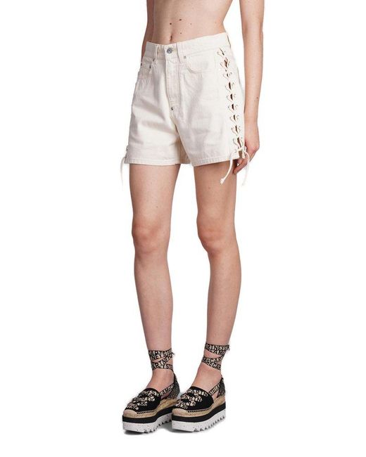 Stella McCartney White Side Lace-up Detailed Twill Shorts