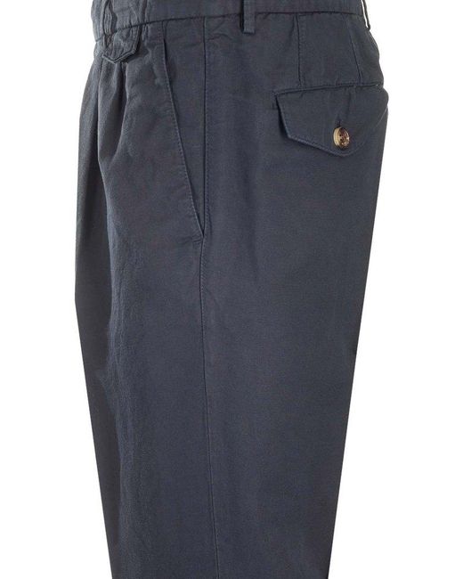 Brunello Cucinelli Blue Pleat-detail Trousers for men