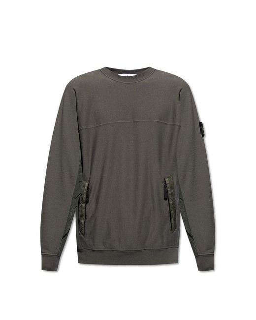 Stone Island Gray Sweatshirt In Contrasting Fabrics, for men