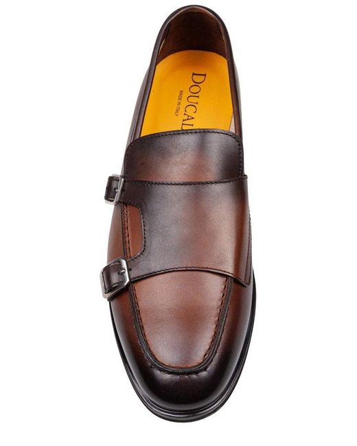 Doucal's Brown Double Buckle Loafers for men