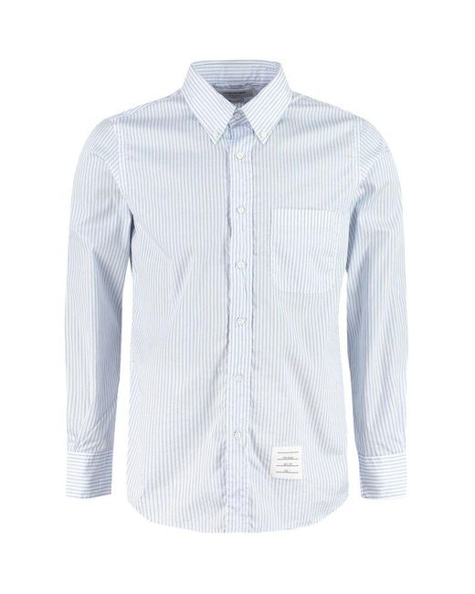 Thom Browne Blue Pinstripe Poplin Shirt for men