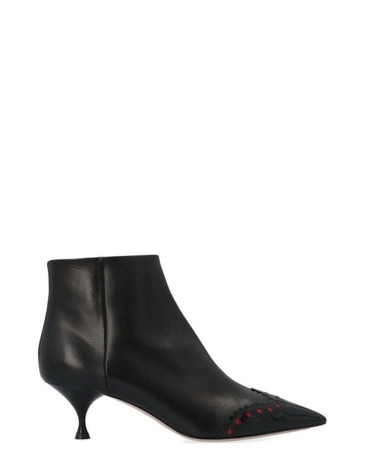 Miu Miu Black Patterned Pointed Toe Ankle Boots