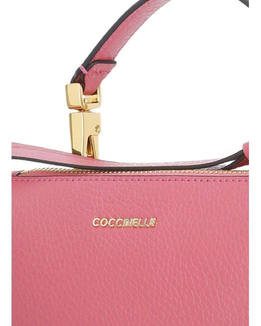 Coccinelle Pink Arlettis Foldover Small Top Handle Bag