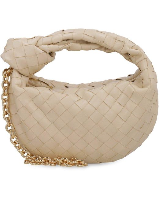 Bottega Veneta Mini Jodie Chain Detail Tote Bag in Natural | Lyst