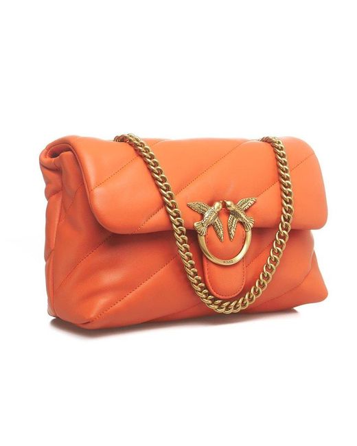 Pinko Orange Classic Love Puff Cross Body Bag