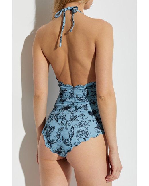 Marysia Swim Blue Scalloped Edge Activewear