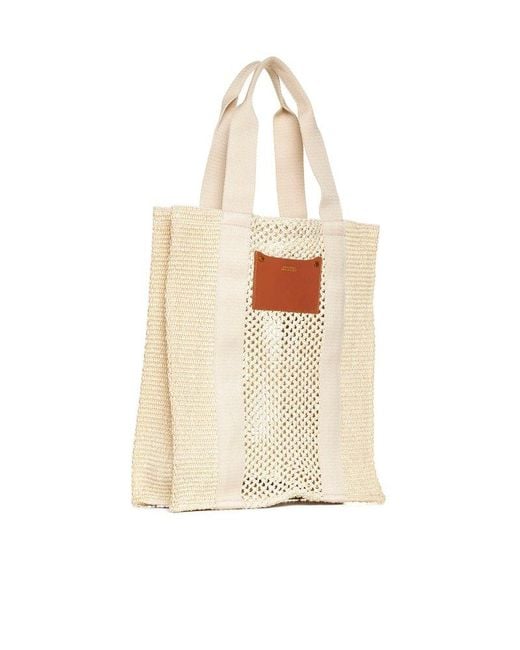 Isabel Marant White Aruba Crochet Canvas Tote Bag