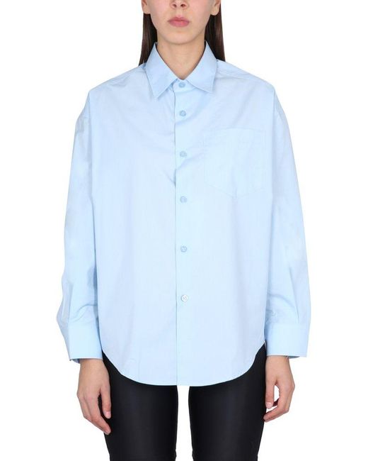 Ami Paris Shirt With Logo in Blue for Men | Lyst