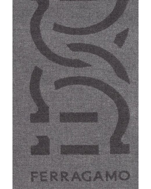 Ferragamo Gray Scarf With Logo, for men