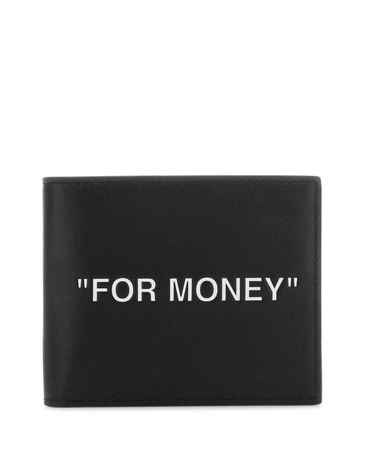 Off-White c/o Virgil Abloh Black Quote Leather Bi-fold Wallet for men