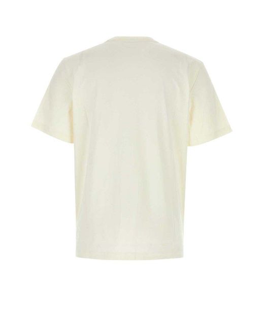 MSGM White Cream Cotton T-Shirt for men