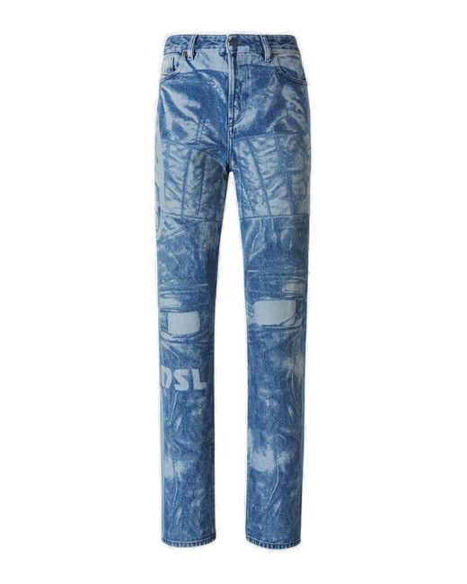 DIESEL Blue 1955 Printed Straight-leg Jeans for men
