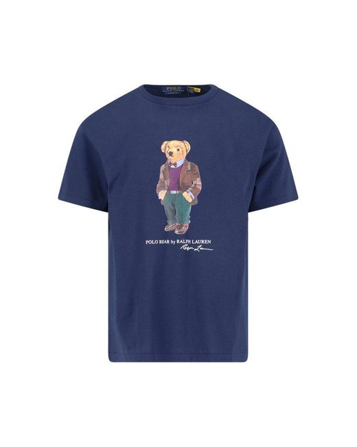 Polo Ralph Lauren Blue Polo Bear Motif Crewneck T-shirt for men