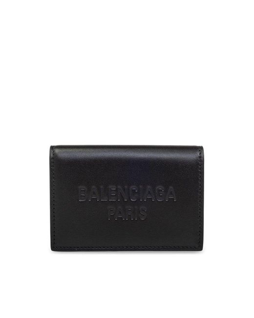 Balenciaga Black Logo Embossed Tri-fold Wallet for men