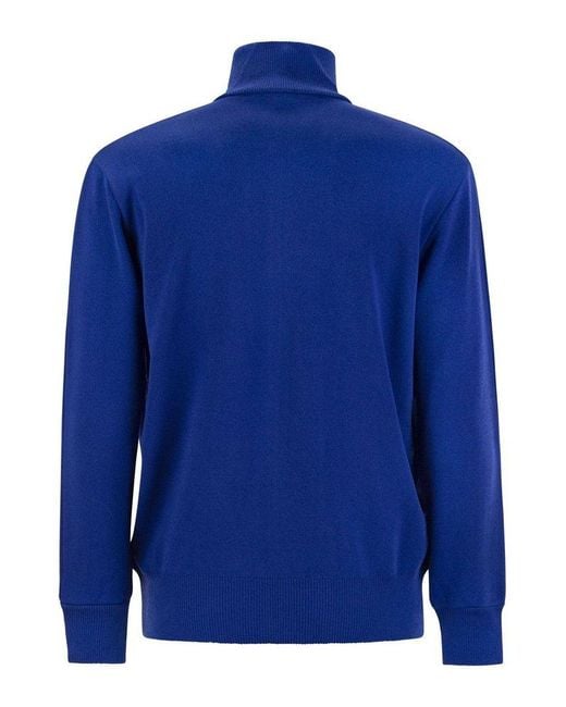 Autry Blue Knitted Tennis Zip Jacket for men