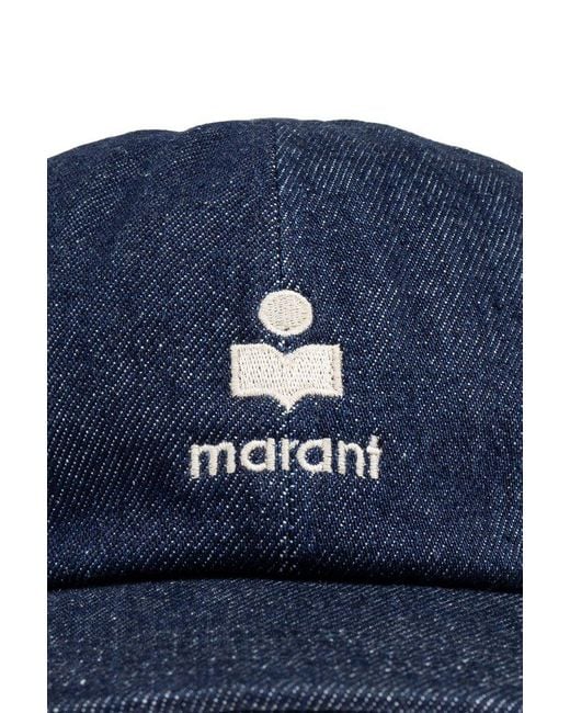 Isabel Marant Blue Embroidered Cotton Baseball Cap