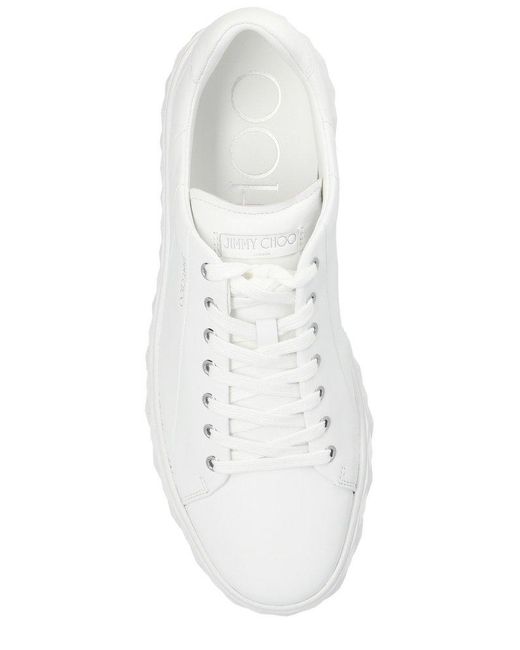 Jimmy Choo White Diamond Lace-up Sneakers for men