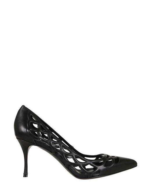 Sergio Rossi Black Sr Mermaid Cut-out Pointed Toe Pumps