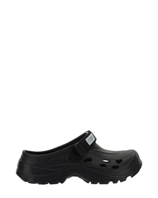 Suicoke Black Moulded Slip-On Logo Patch Sandals