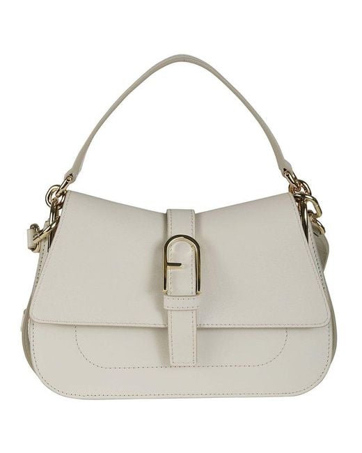 Furla White Flow Mini Top Handle Bag