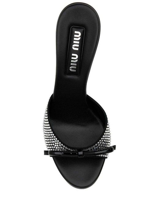 Miu Miu Black Embellished Heeled Sandals