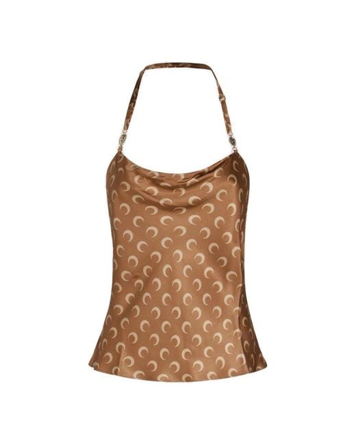 MARINE SERRE Brown Camel Viscose Top