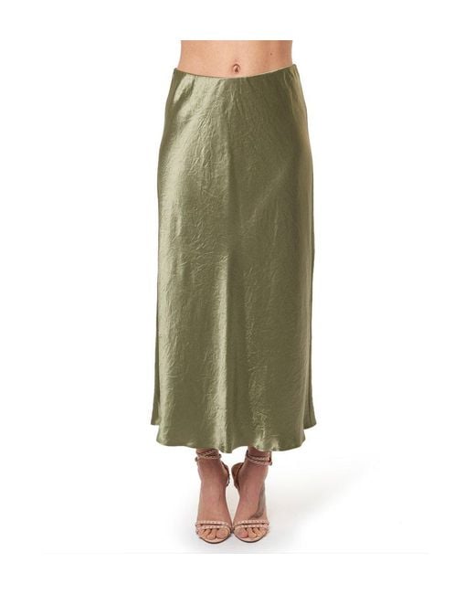 Max Mara Green Alessio High Waist Satin Skirt