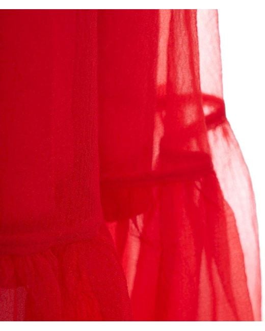 Staud Red Calluna Organza Short-sleeved Maxi Dress