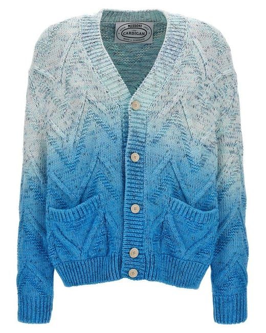 Missoni Blue Degrade Cardigan Sweater, Cardigans for men