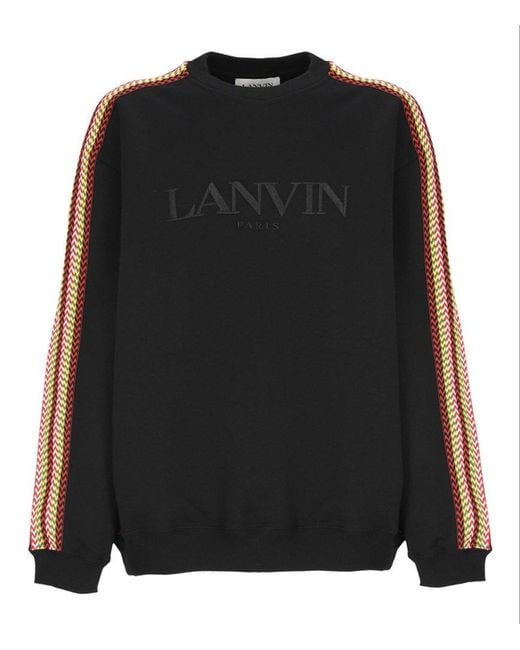 Lanvin Black Curb Lace Embellished Crewneck Sweatshirt for men