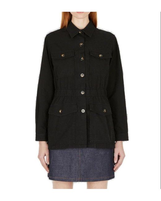 A.P.C. Sarah Buttoned Jacket in Black | Lyst