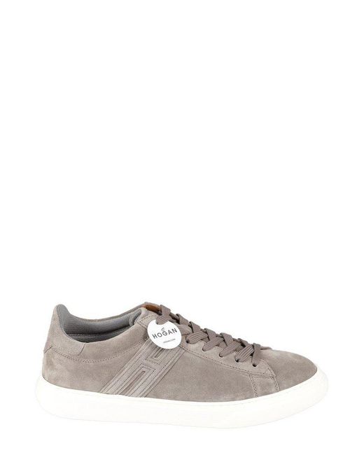 Mens Shoes Trainers Low-top trainers Hogan Rebel Leather Trainers in Grey for Men 