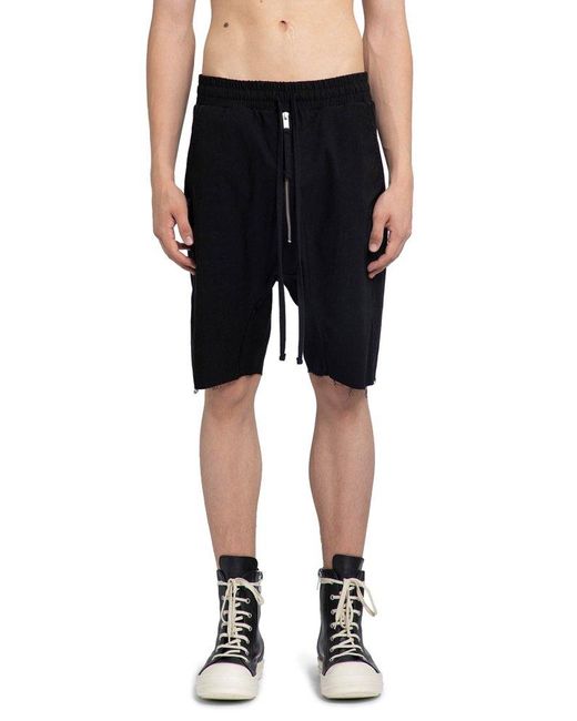 Thom Krom Black Drop Crotch Zipped Raw-cut Shorts for men