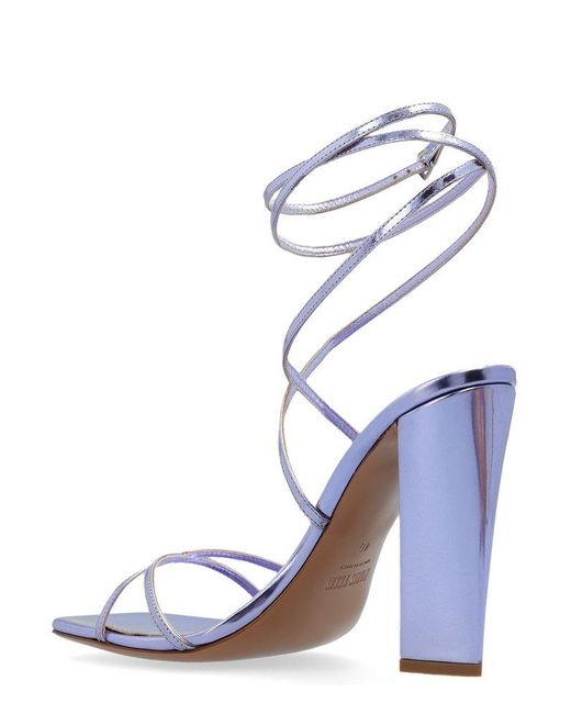 Paris Texas Blue Diana Crossover Strap Heeled Sandals