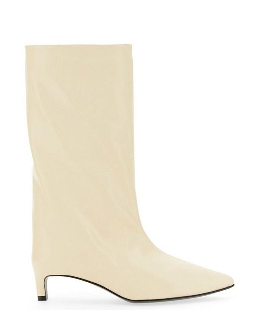 Jil Sander Pointedtoe High Ankle Boots in White Lyst