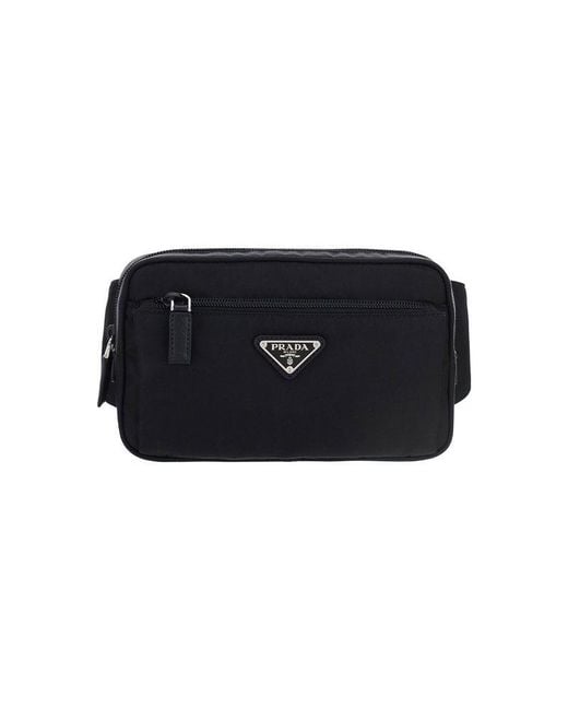 Prada Logo Plaque Belt Bag in Black for Men Lyst UK