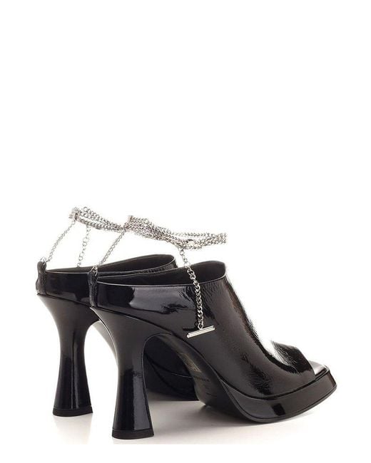 Alexander McQueen Black Ankle Chain Strap Sandals