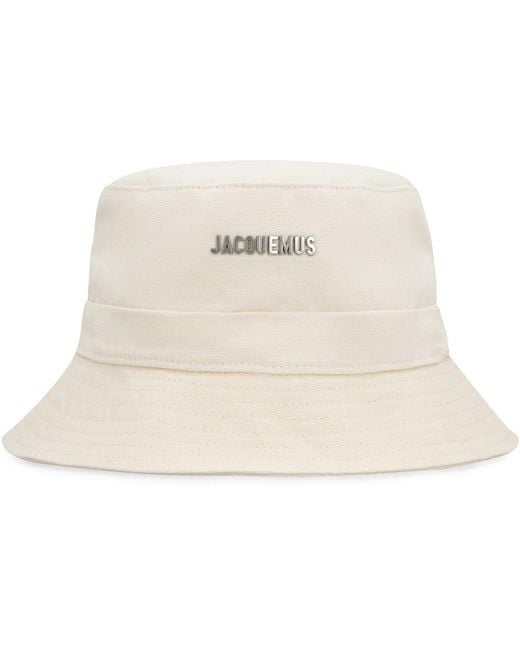Jacquemus Black Logo Plaque Drawstring Bucket Hat for men