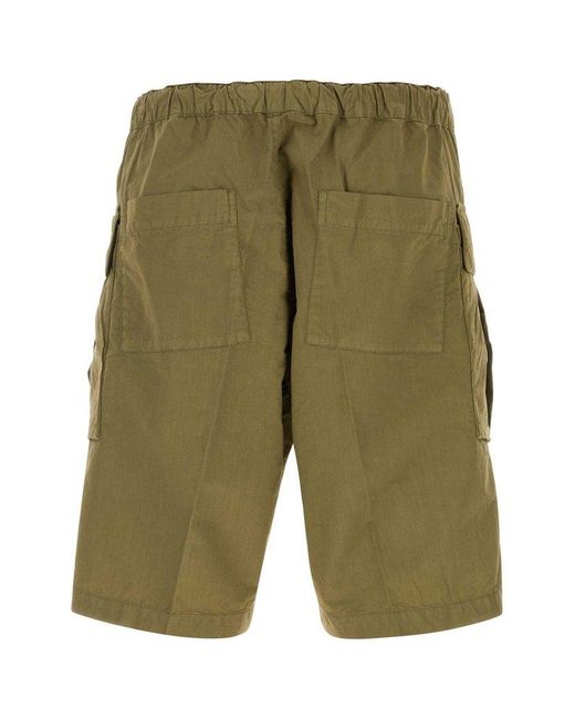 Aspesi Green Buttoned Straight-leg Cargo Shorts for men