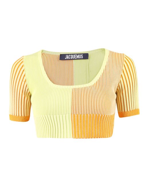 Jacquemus Yellow Colour Block Cropped Top