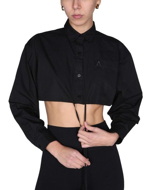 ANDREADAMO Black Stylish Cropped Blouse