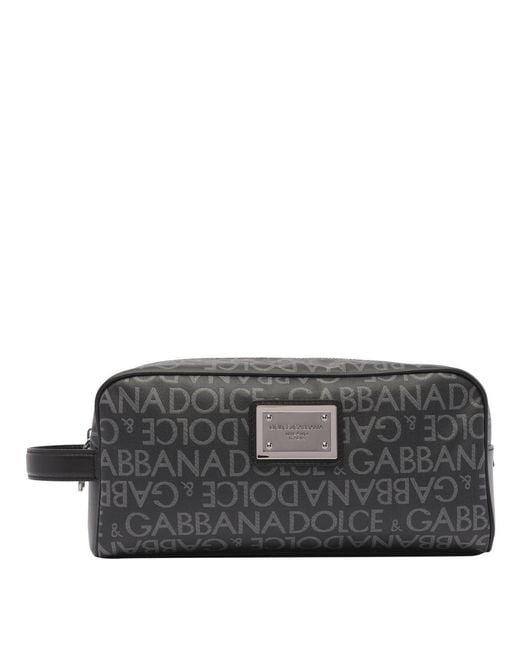 Dolce & Gabbana Black Logo Plaque Wash Bag for men