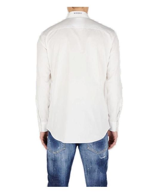 DSquared² White Curved Hem Buttoned Shirt for men