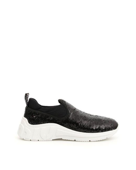 Black sequin slip on sneakers 2025