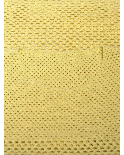 Isa Boulder Yellow Relaxed Fit Solid Fishnet Tank Top for men