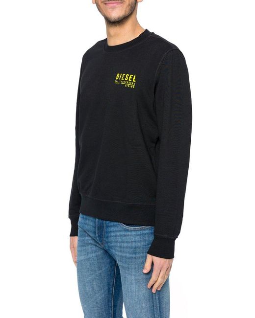 DIESEL Black Logo-printed Crewneck Sweatshirt for men