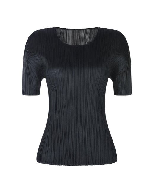 Pleats Please Issey Miyake Black Issey Pleated Cropped Top