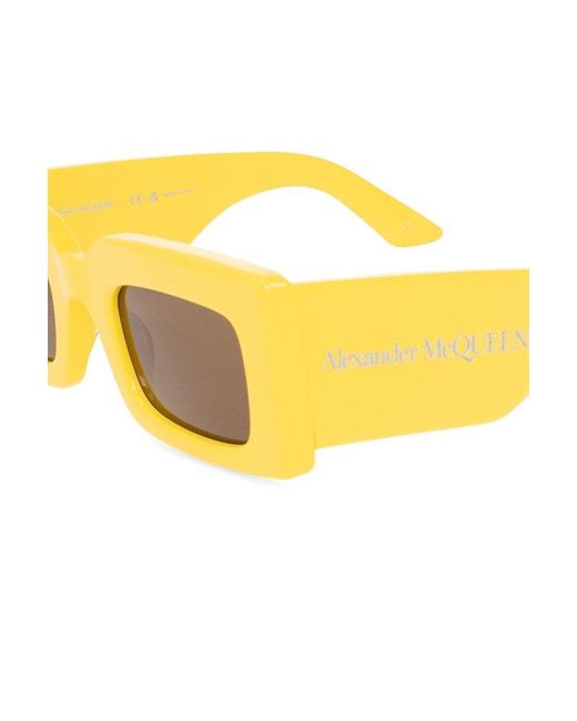 Alexander McQueen Yellow Sunglasses With Logo